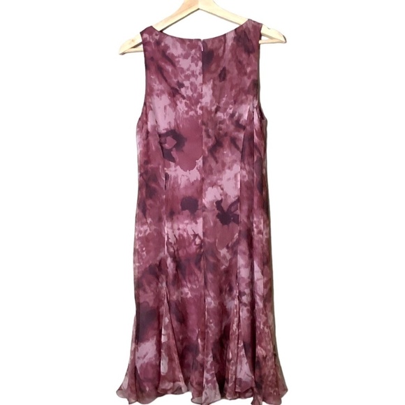 TERI JON by Ricki Freeman 100% Silk Fully Lined Floral Midi Dress MADE IN USA 8 - Picture 4 of 9